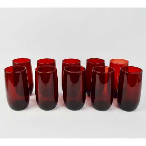 Anchor Hocking Ruby Red Drinking Glasses Set of 10 Vintage - Picture 1 of 6